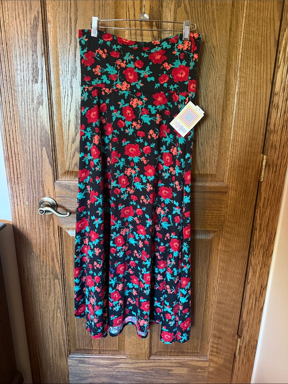 Lularoe Floral Maxi Skirt Red -Peach-Turquoise - Size XS